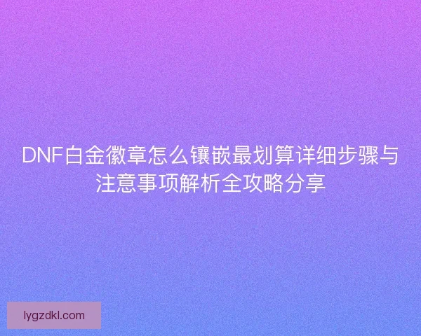 DNF白金徽章怎么镶嵌最划算详细步骤与注意事项解析全攻略分享